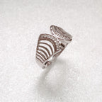 Anel Aro Largo Fatiado Com Nano Zircônias Banho De Ródio