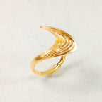 Anel Waves Banho De Ouro