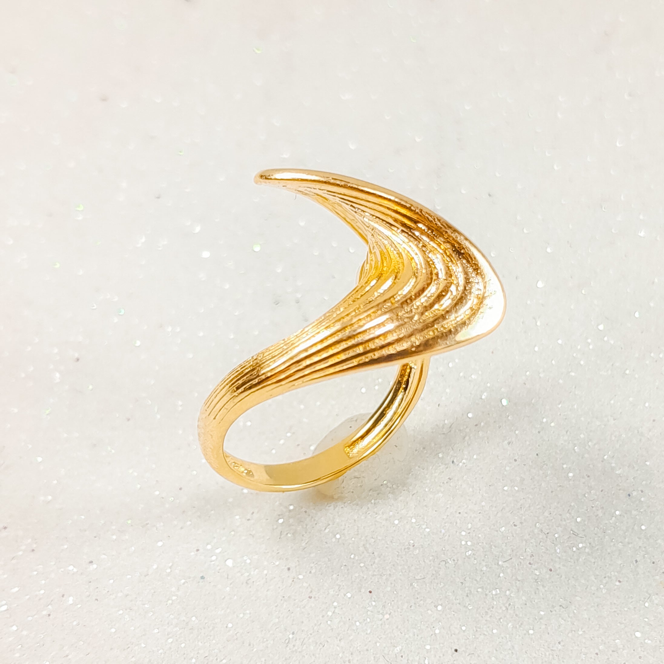 Anel Waves Banho De Ouro