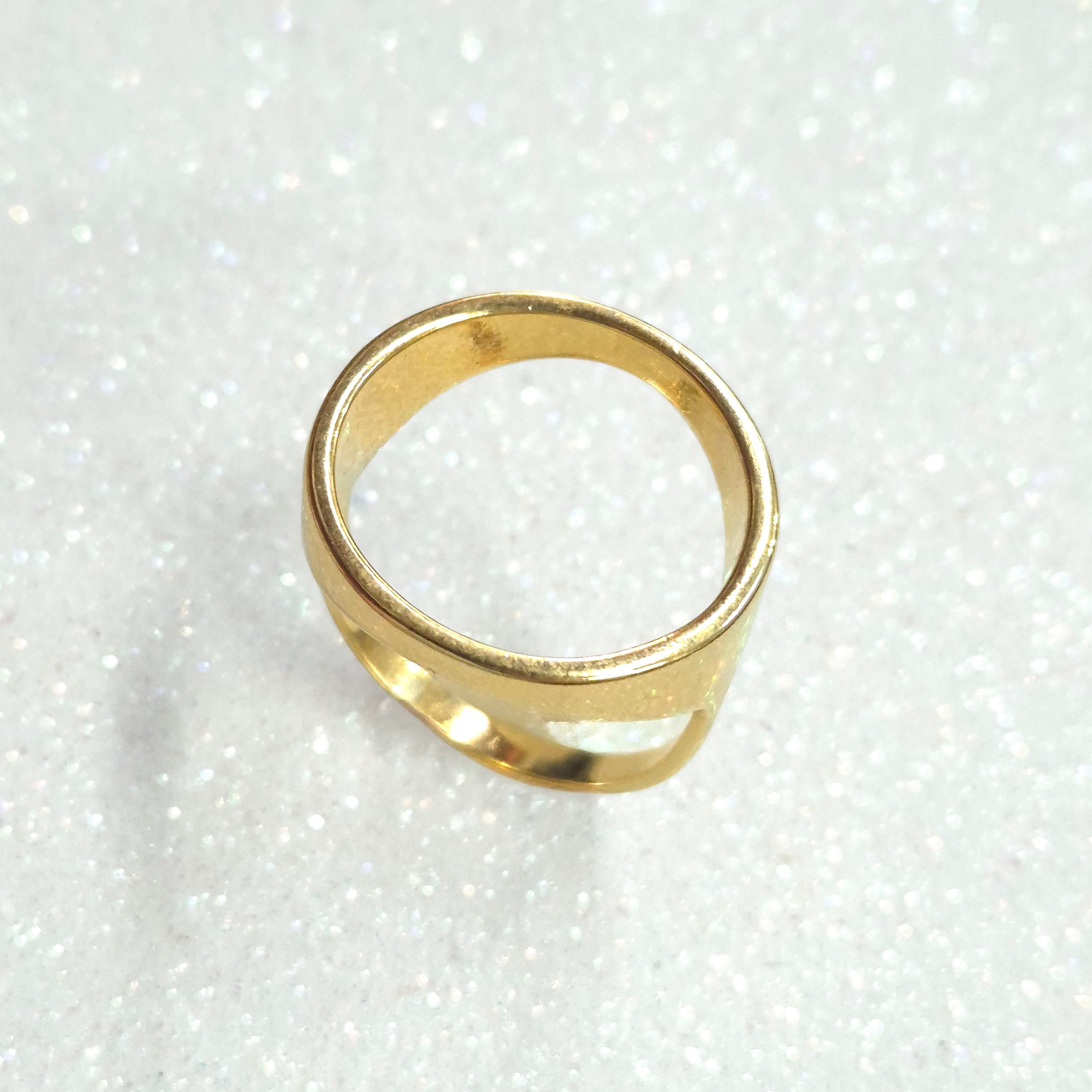 Anel Vazado Topo Banho De Ouro