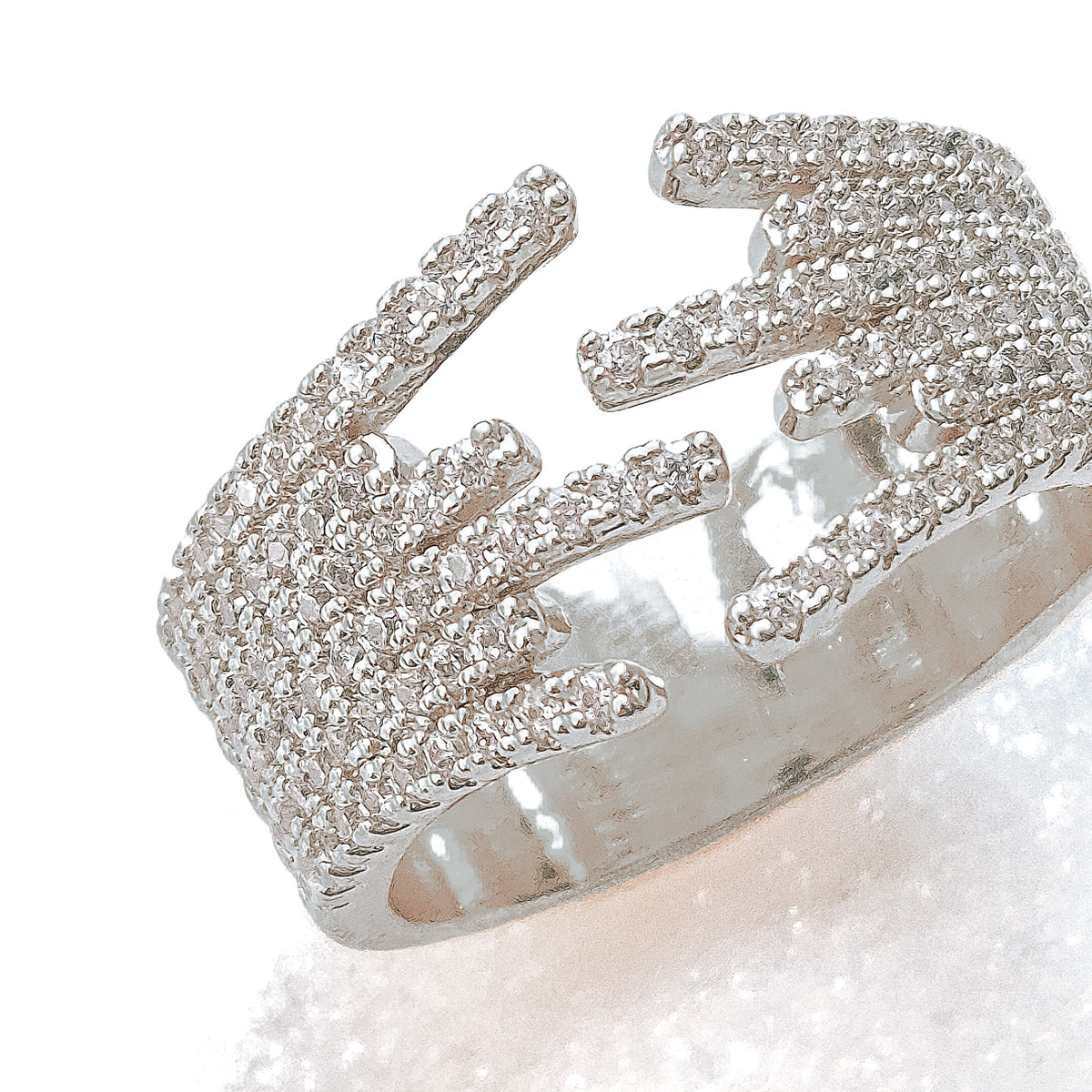 Anel de Dedinho Link Zircônias Regulável Banho de Ródio