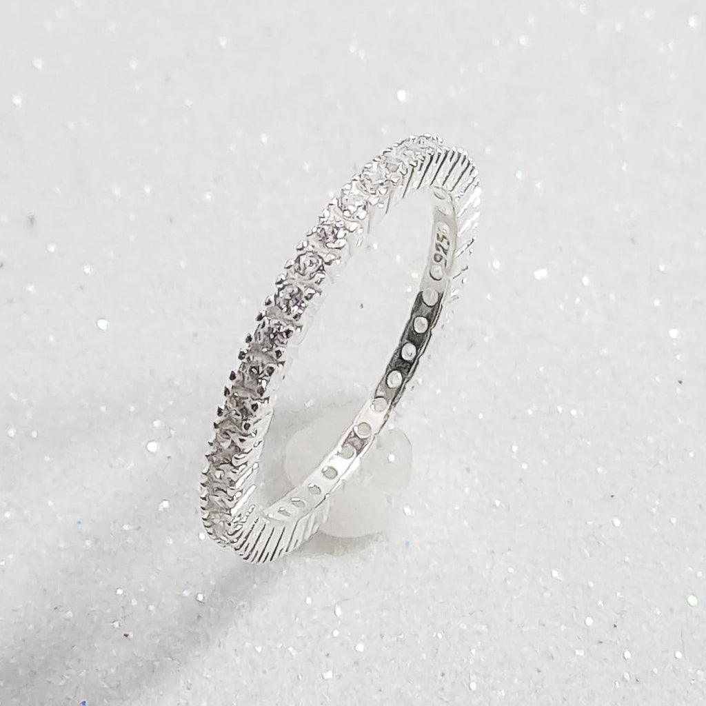 Aliança Toda Volta com Zircônias Prata 925