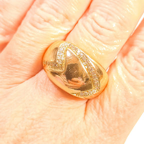 Anel Abaulado com Zircônias Banho de Ouro