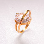 Anel Saturno com Quartzo Cristal Banho De Ouro