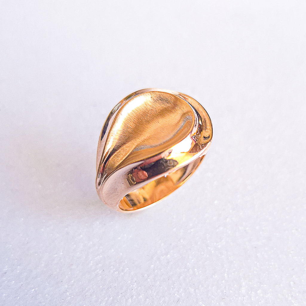 Anel Gota Fosco Banho de Ouro