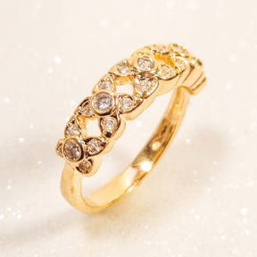 Anel Florzinhas com Zircônia Banho de Ouro