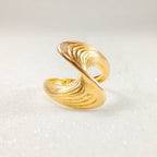 Anel Waves Banho De Ouro