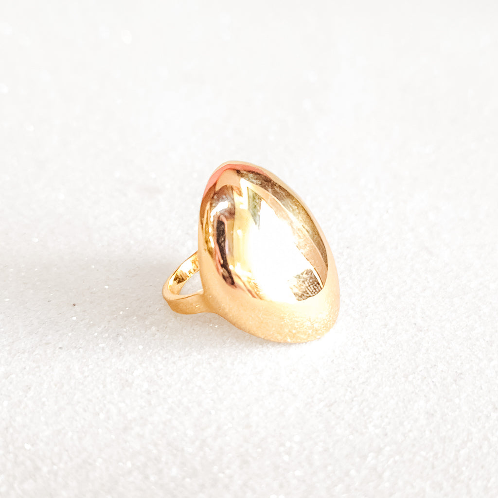 Anel de Dedinho Oval Banho de Ouro