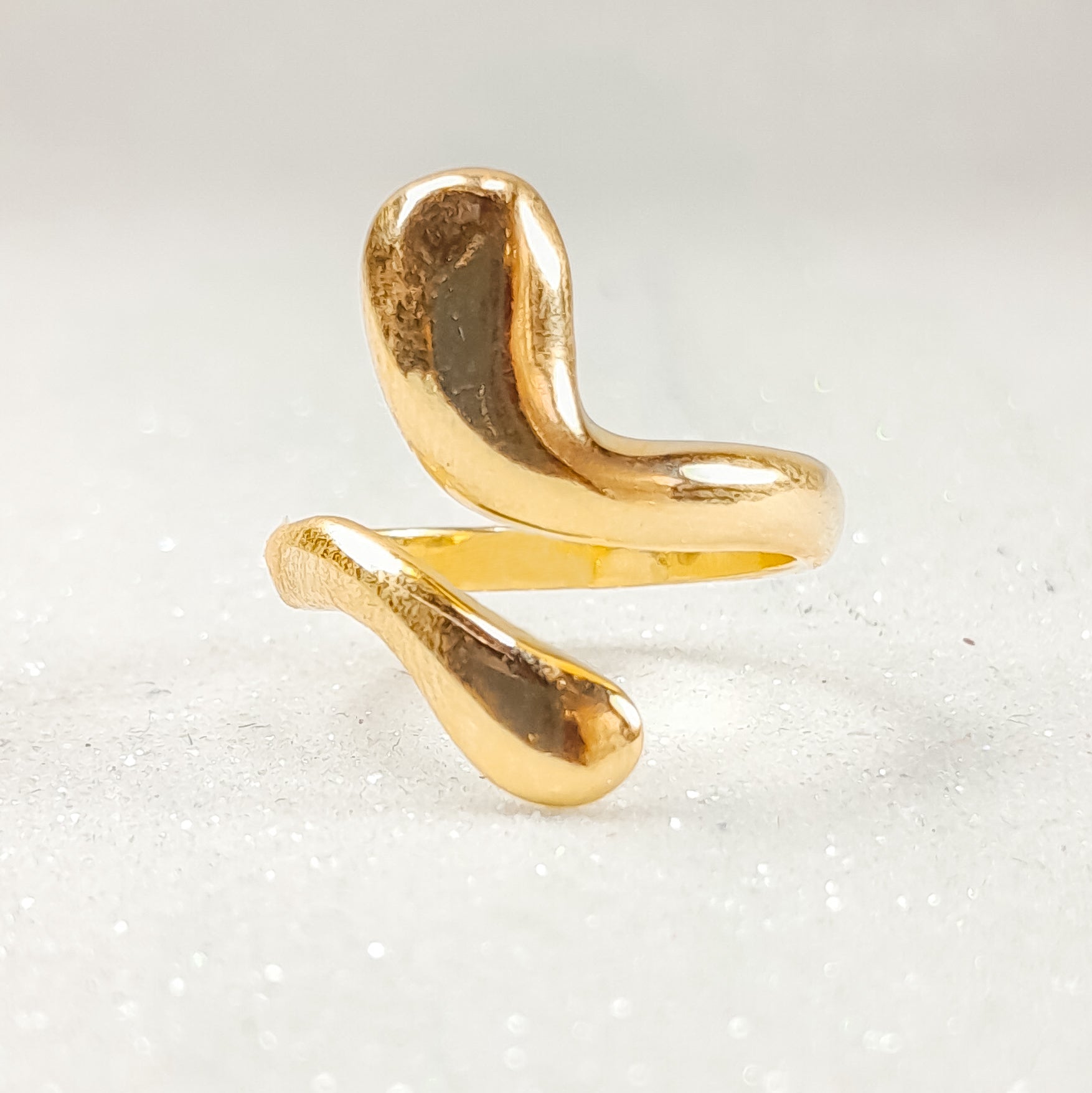Anel Orgânico Regulável Banho De Ouro