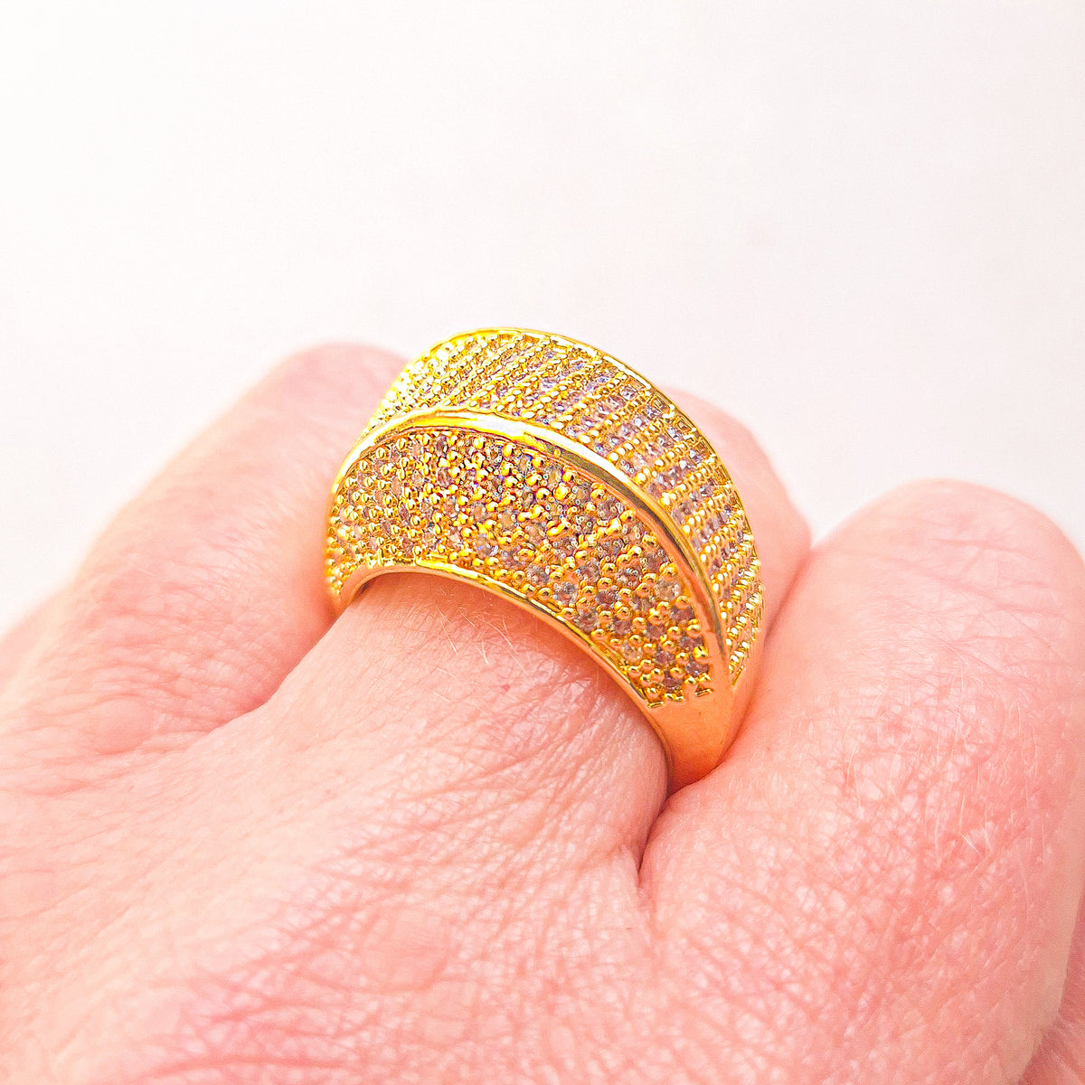 Anel Sultana com Zircônias Banho de Ouro