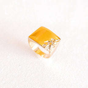 Anel de Falange Quadrado Com Zircônias No Canto Banho De Ouro