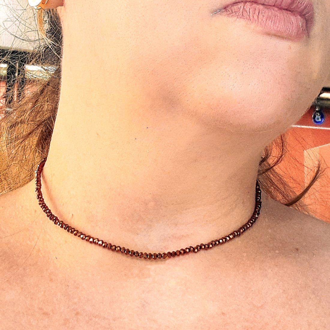 Colar de Cristal Banho de Ouro - Diversas Cores