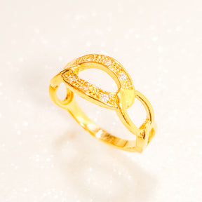 Anel Aro Corrente Com Nanozircônia Banho De Ouro