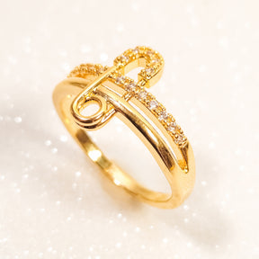 Anel Alfinetinho com Zircônias Banho de Ouro