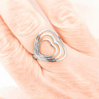 Anel Três Corações Banho de Ródio