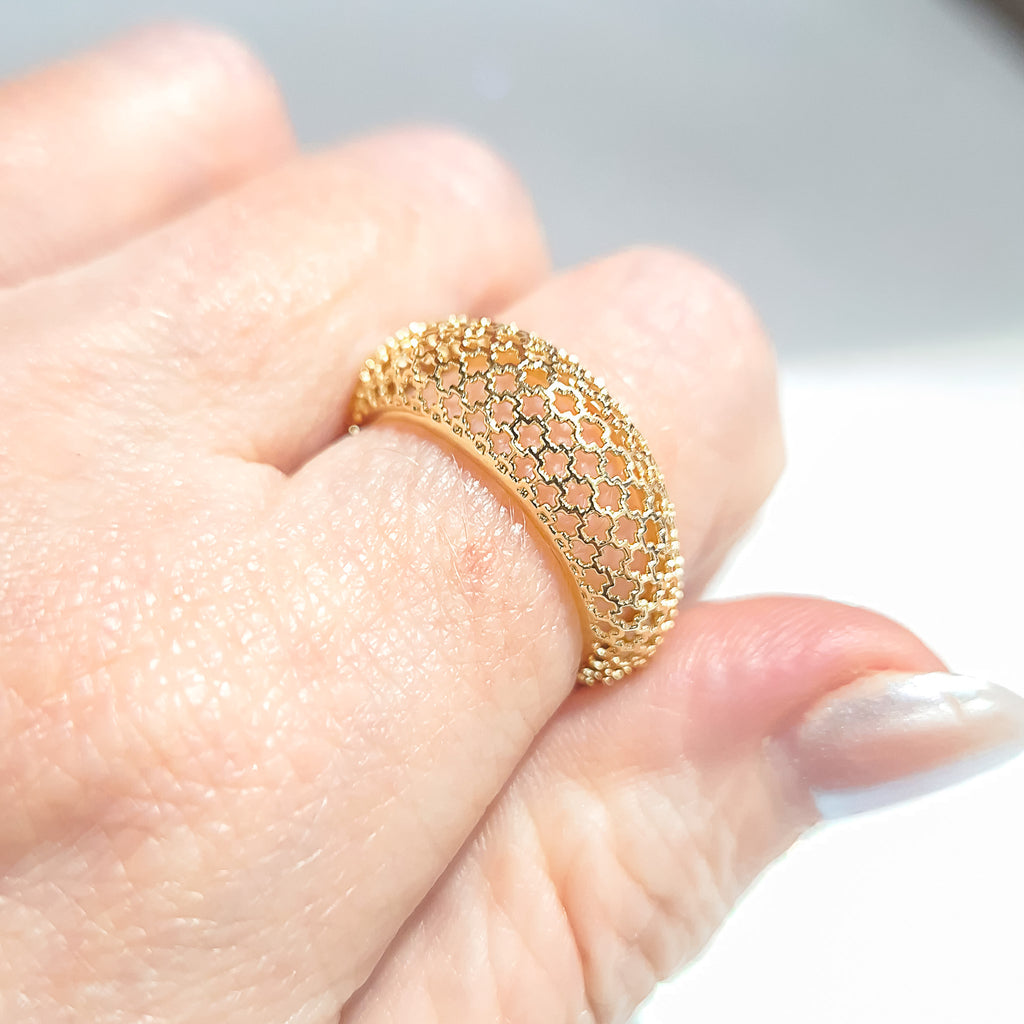Anel Filigrana Arco Banho de Ouro