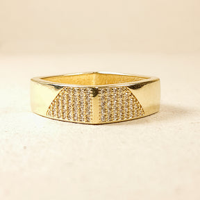 Anel Quadrado Com Zircônias Banho De Ouro