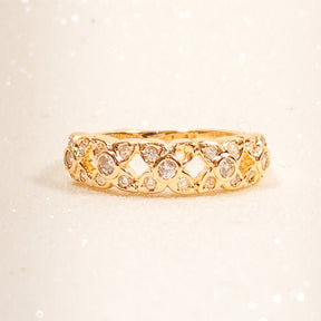 Anel Florzinhas com Zircônia Banho de Ouro
