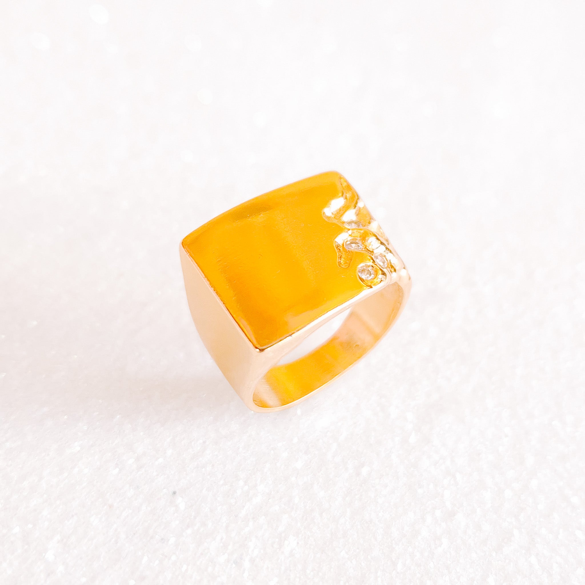 Anel de Falange Quadrado Com Zircônias No Canto Banho De Ouro