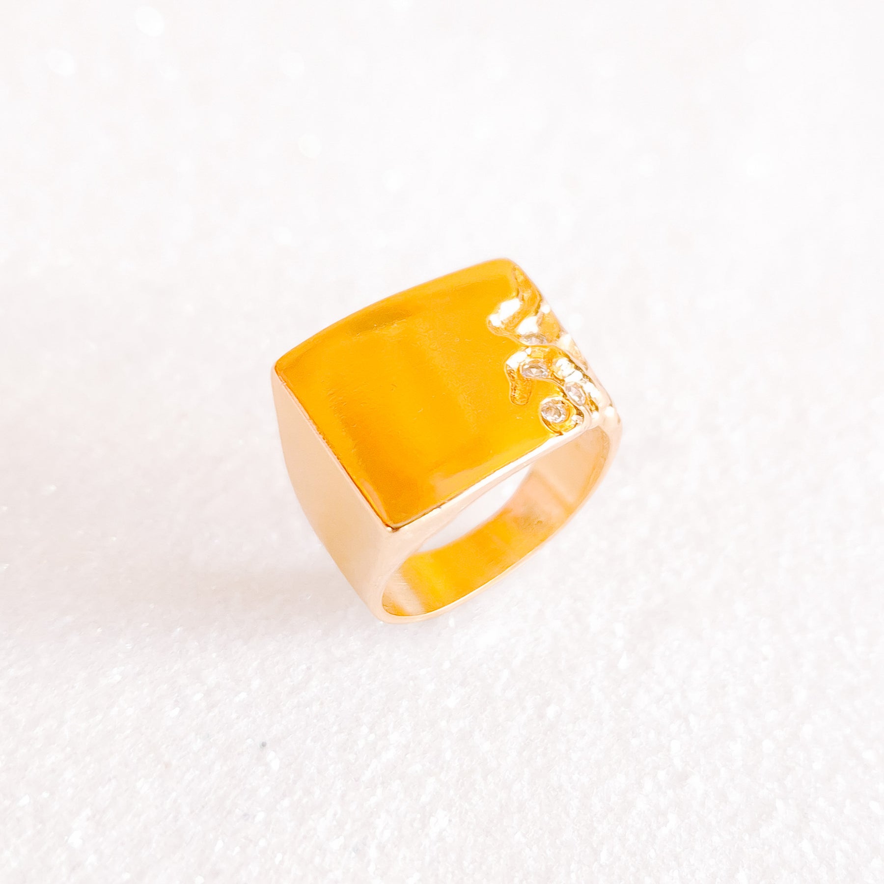 Anel de Falange Quadrado Com Zircônias No Canto Banho De Ouro