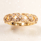 Anel Florzinhas com Zircônia Banho de Ouro