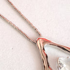 Colar Orgânico Gota Quartzo Banho de Ródio