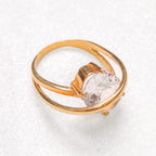 Anel Saturno com Quartzo Cristal Banho De Ouro